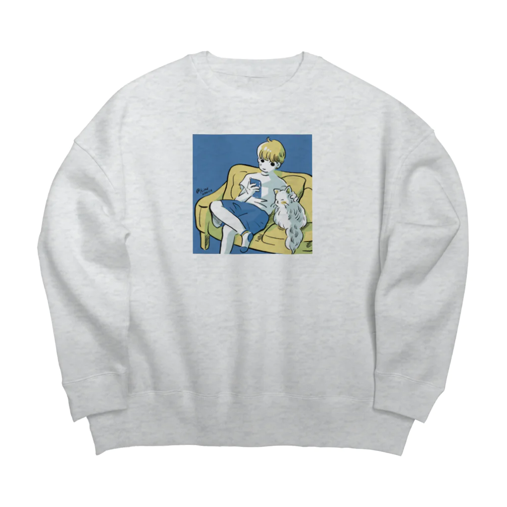 猫のきぬくんのお店の僕と猫 Big Crew Neck Sweatshirt