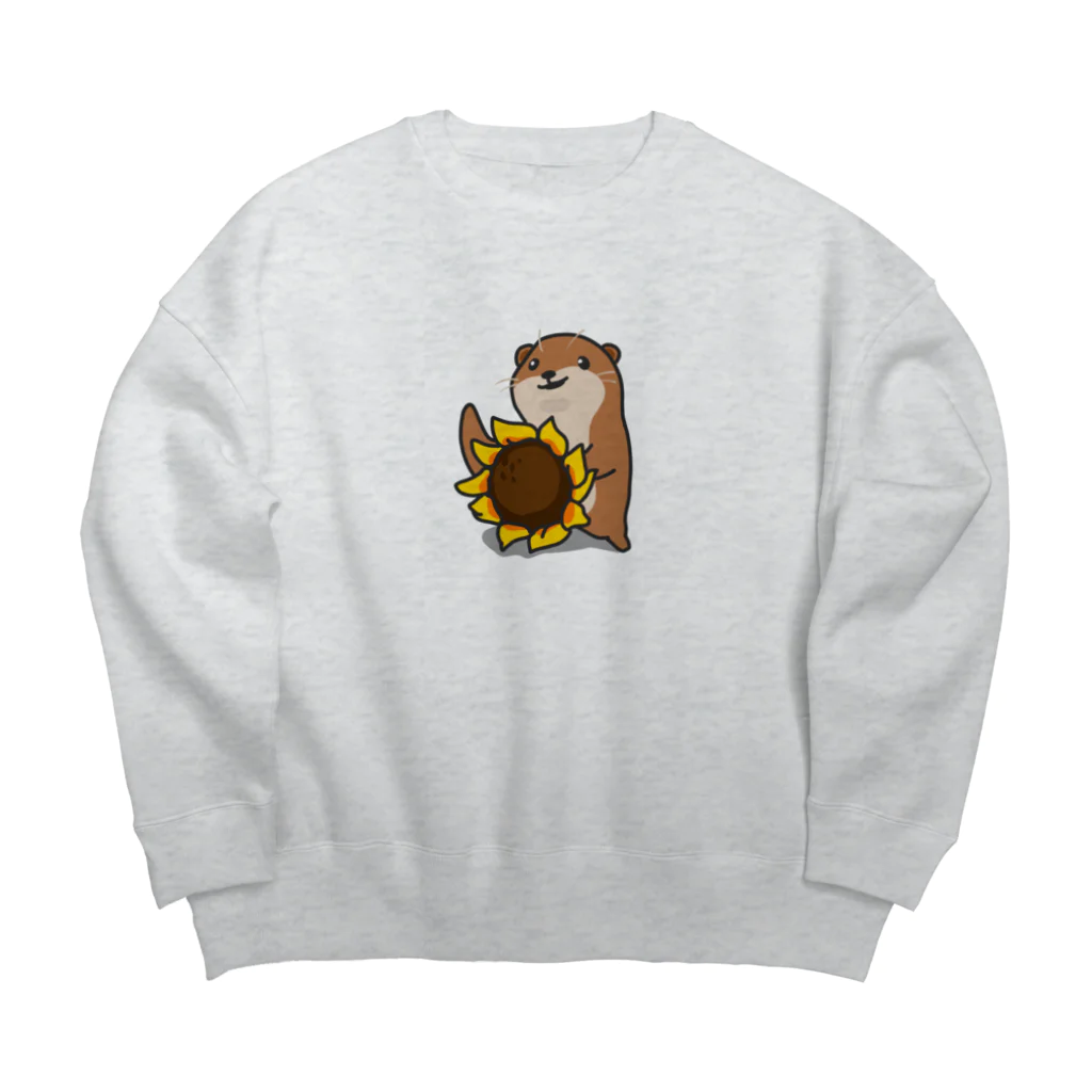 まんまるプップのカワウソ丸 Big Crew Neck Sweatshirt