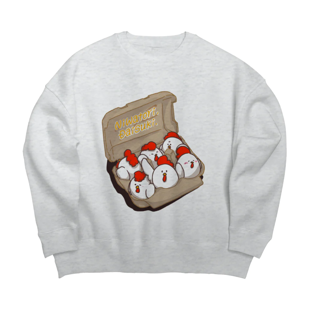 なたね。のニワトリたまご6羽パック(淡色向け) Big Crew Neck Sweatshirt