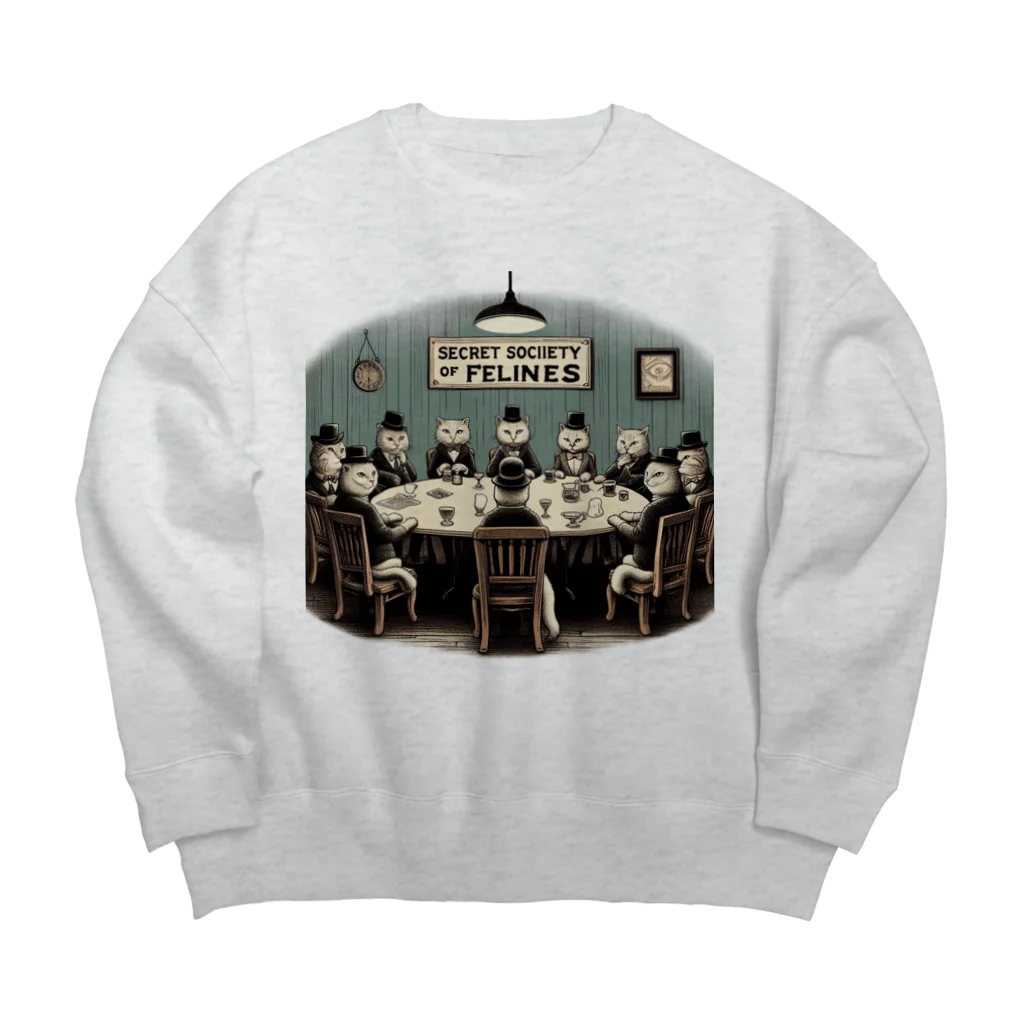 zaisuのネコの密会 Big Crew Neck Sweatshirt