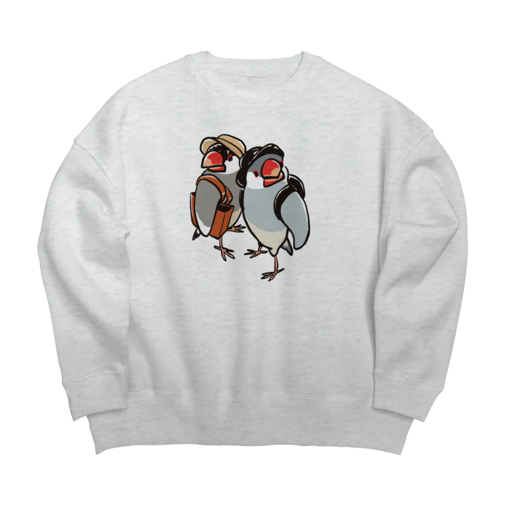 もしもしこちら文鳥の文鳥ちゃん知らない街を探検 Big Crew Neck Sweatshirt