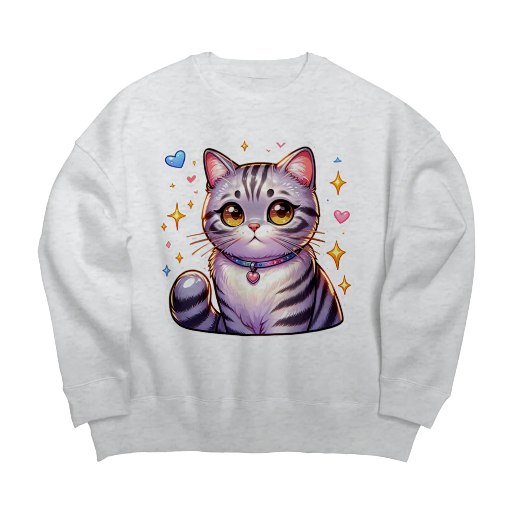 Stellaのアメショーのメイちゃん　キュート猫シリーズ Big Crew Neck Sweatshirt