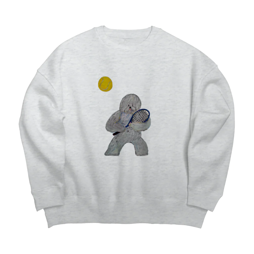 チイラボストアのplaying tennis dog Big Crew Neck Sweatshirt