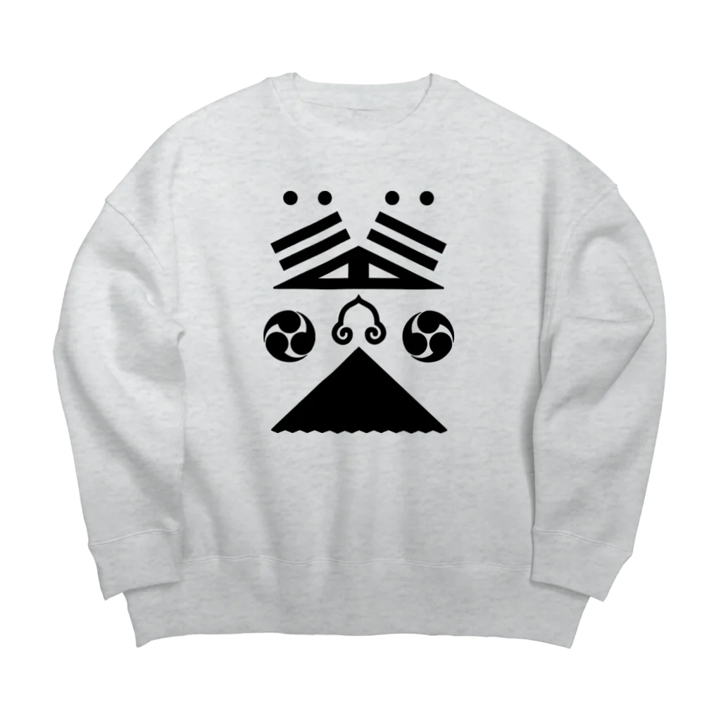 QUQU_WORKSの雑面 安摩デザイン 雅楽 能楽 ブラック Big Crew Neck Sweatshirt