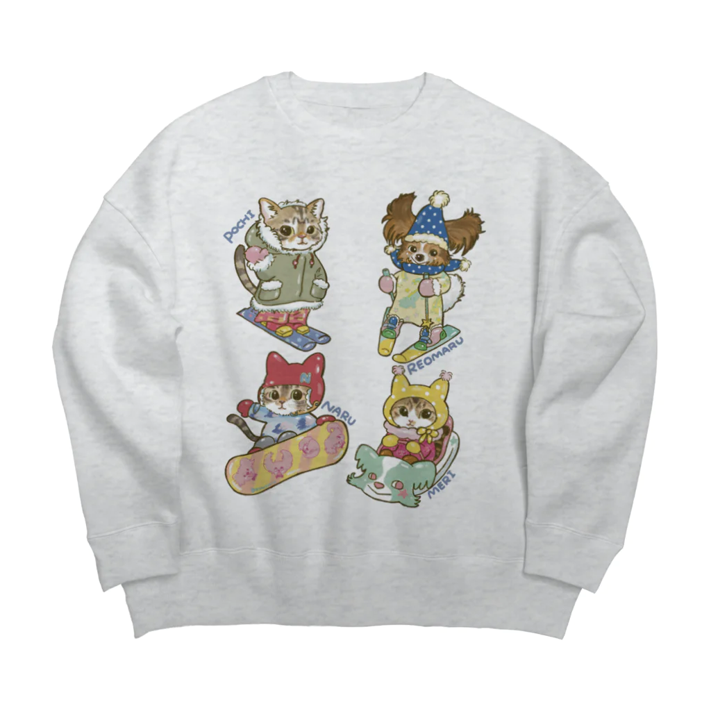 猫のきぬくんのお店のれおまるくん一家　雪山ツアー Big Crew Neck Sweatshirt