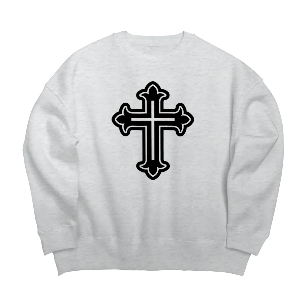 QUQU_WORKSの十字架 クロス 御守り ブラック Big Crew Neck Sweatshirt