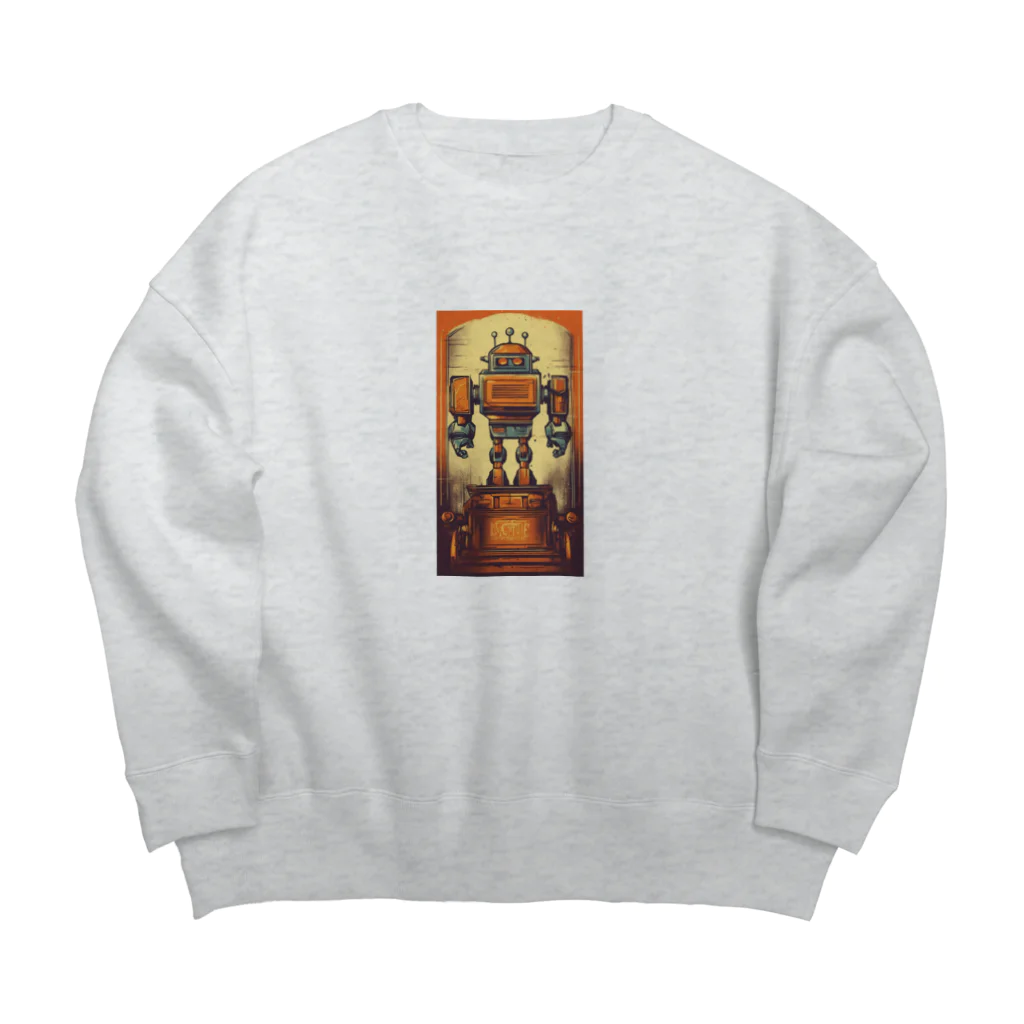 mirinconixのブリキのヴィンテージ風ロボットのイラスト Big Crew Neck Sweatshirt