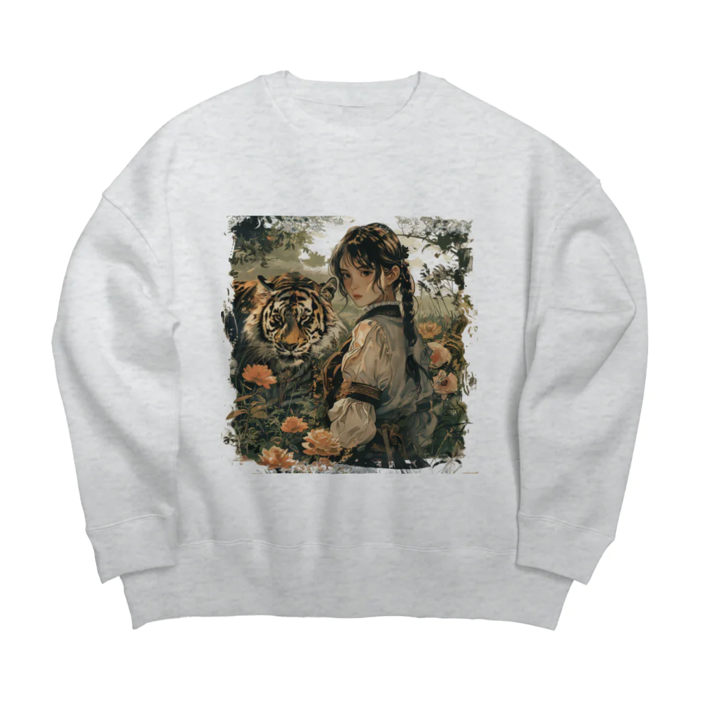 MistyStarkの虎と少女 Big Crew Neck Sweatshirt