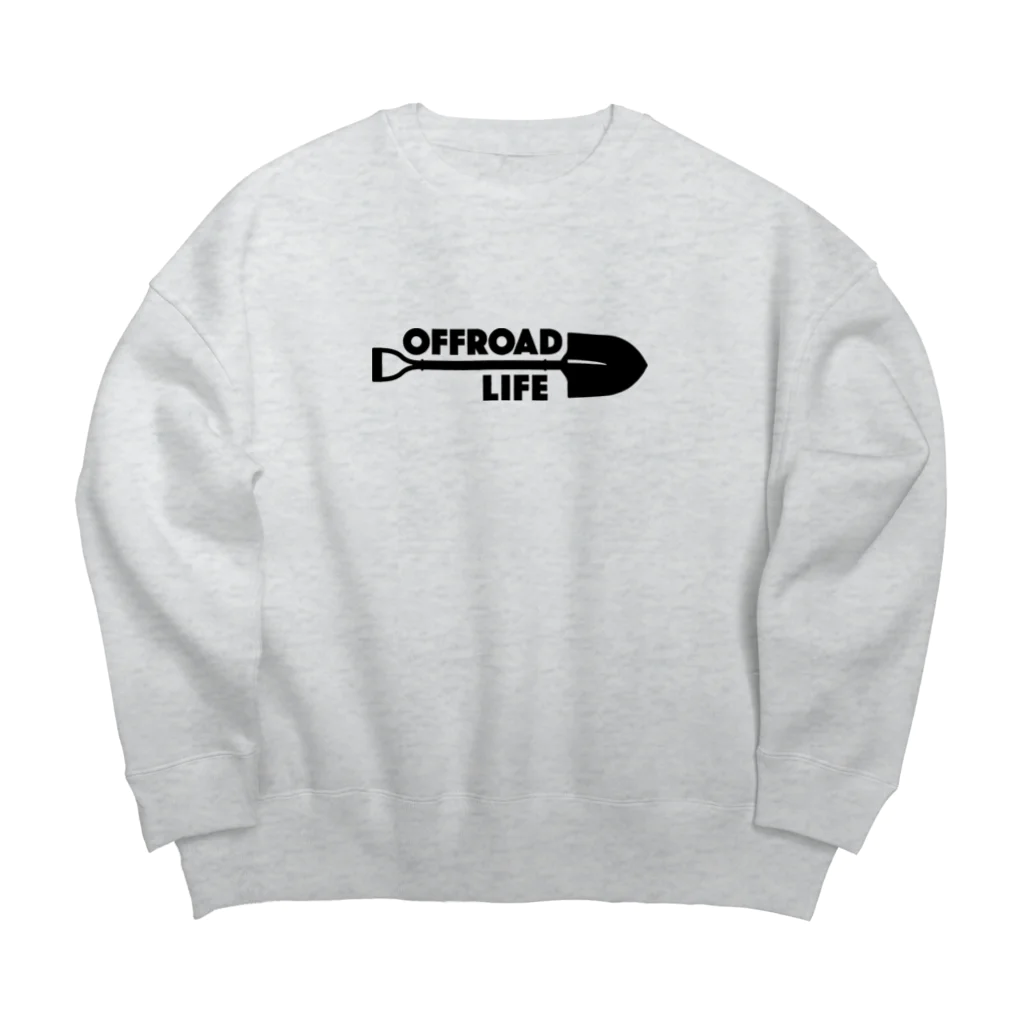 QUQU_WORKSのオフロードライフ スコップデザイン クロカン ブラック Big Crew Neck Sweatshirt