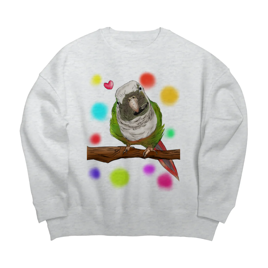 Lily bird（リリーバード）のホオミドリアカオウロコインコ フルカラー② Big Crew Neck Sweatshirt