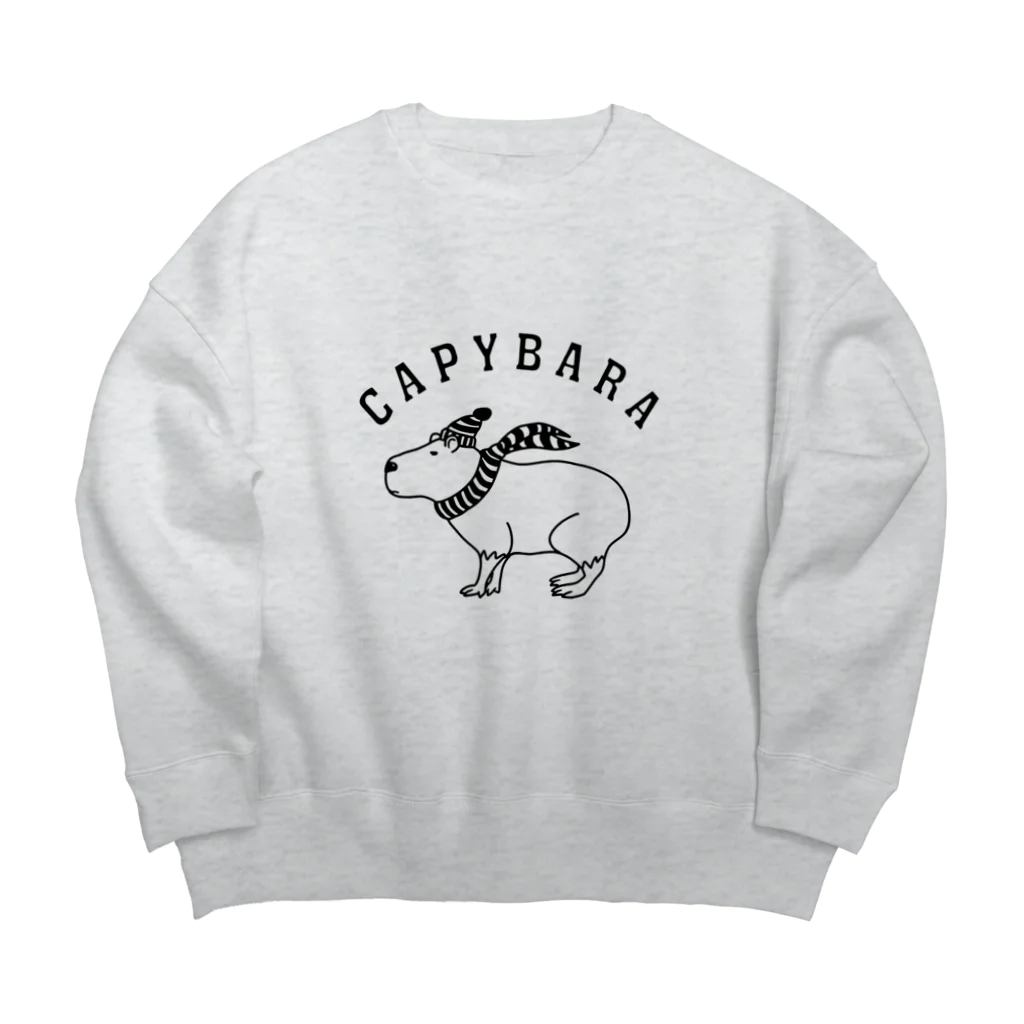 Aliviostaのカピバラ 動物イラスト アーチロゴ Big Crew Neck Sweatshirt