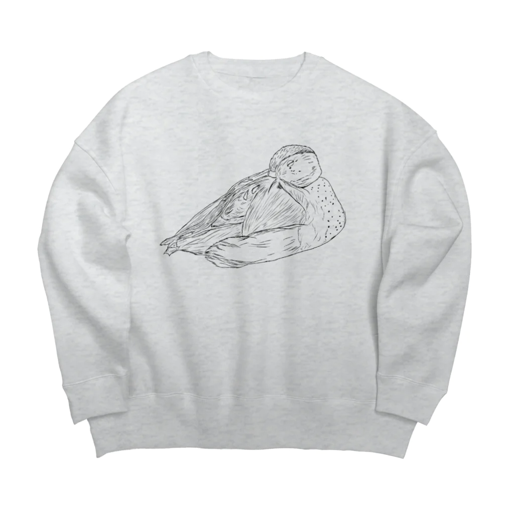 Lily bird（リリーバード）のおねんねクビワコガモ 線画 Big Crew Neck Sweatshirt
