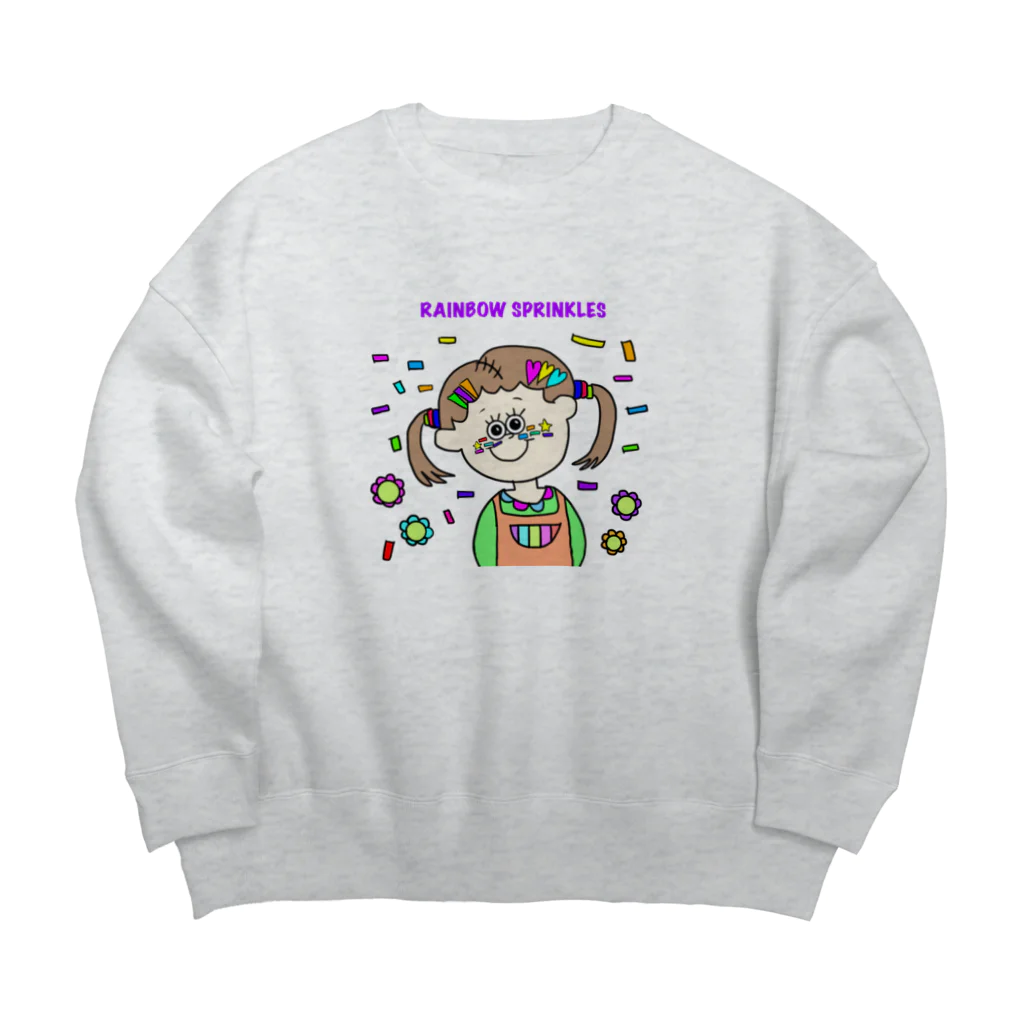 RAINBOW SPRINKLESのツインテールスプリンクルちゃん🌈 Big Crew Neck Sweatshirt