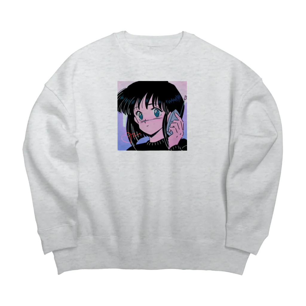 みどりいろ通信のもしもし Big Crew Neck Sweatshirt