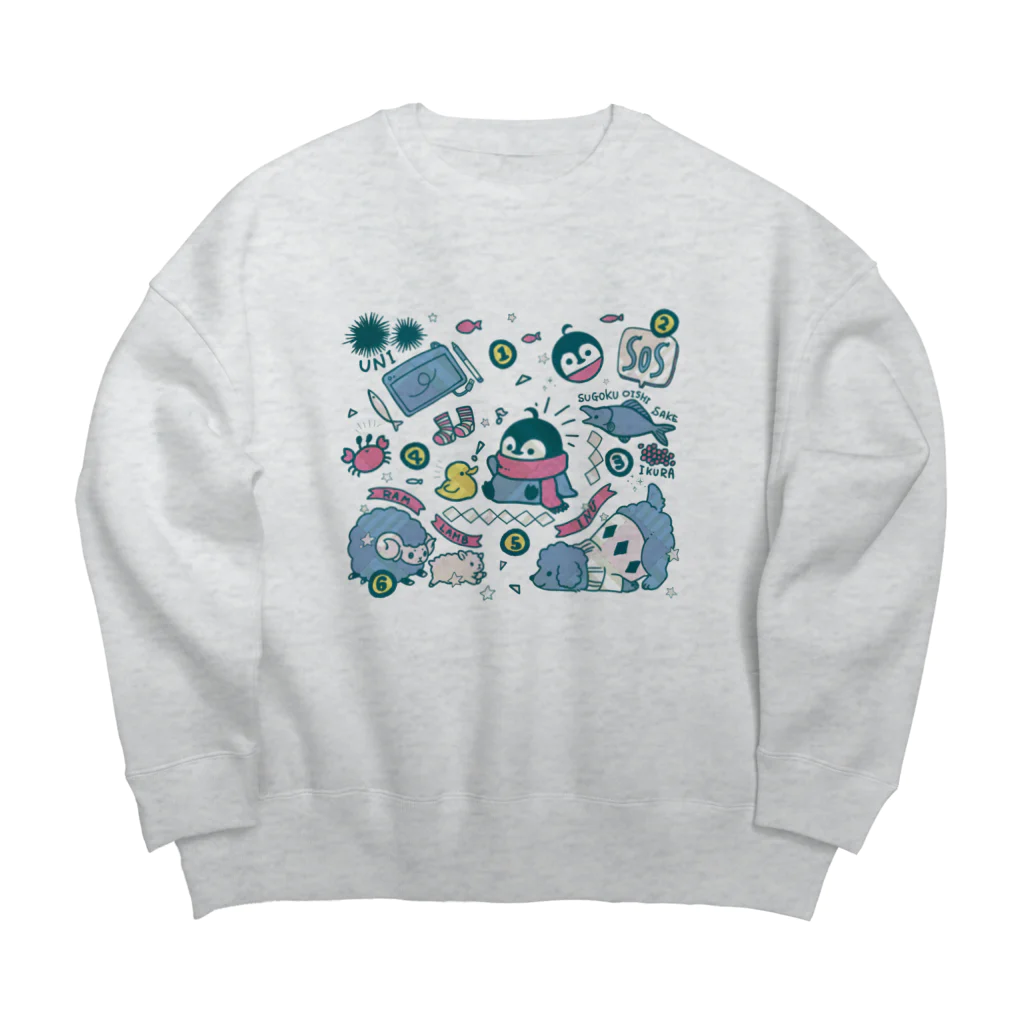 焼きパンショップのパッチワーク焼きペン Big Crew Neck Sweatshirt