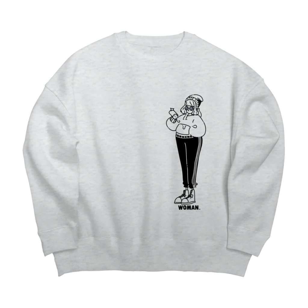 me＿ illustrationのきゃー Big Crew Neck Sweatshirt