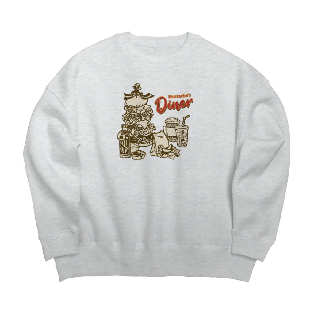 ハルイロ雑貨店　suzuri支店のMUSTACHE DINER Big Crew Neck Sweatshirt