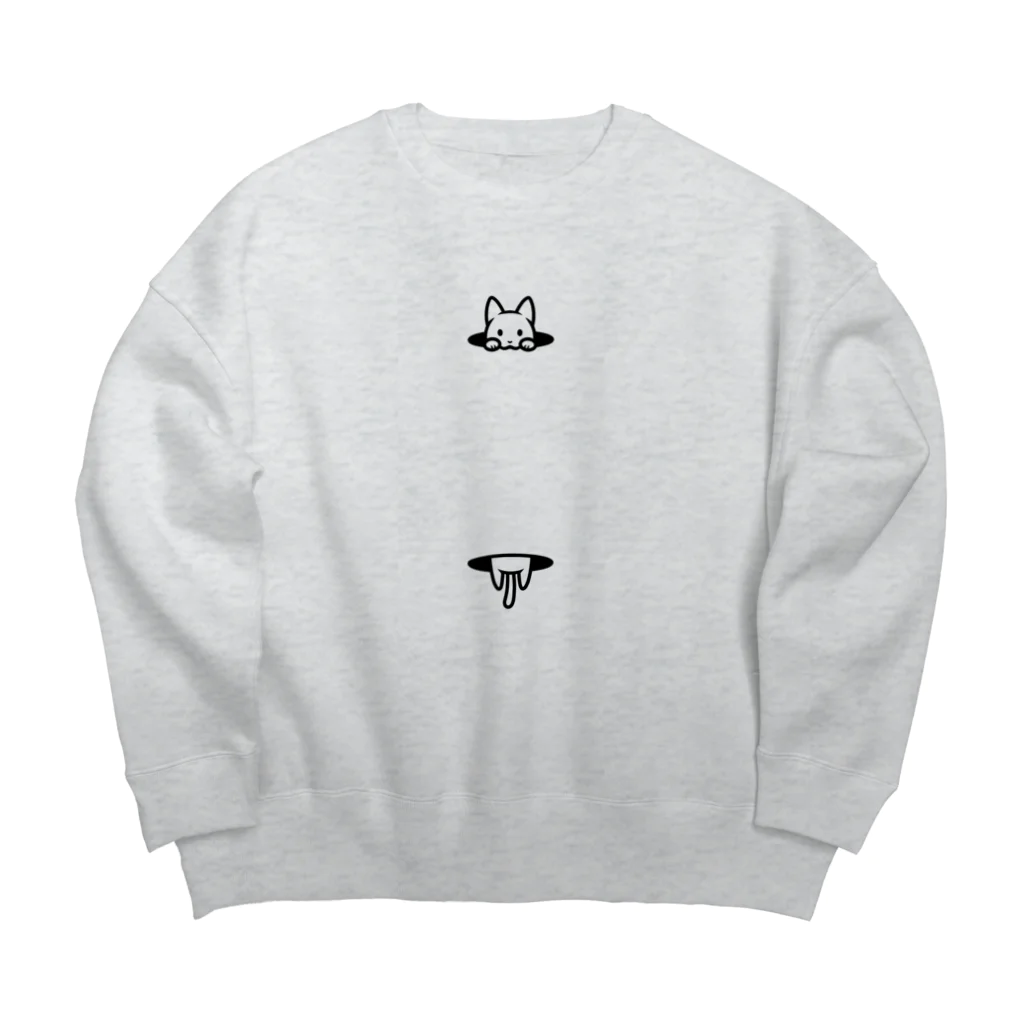 もずくろショップの不思議な穴の猫 Big Crew Neck Sweatshirt