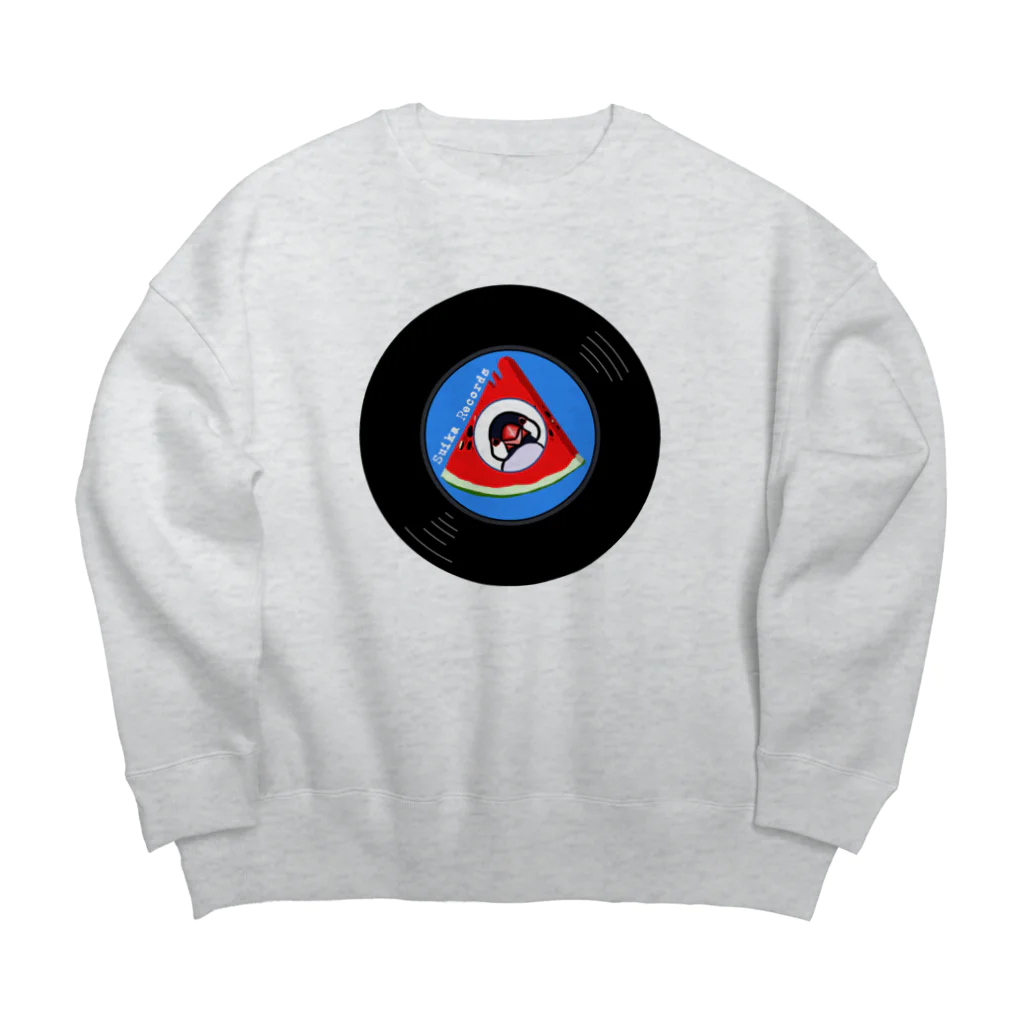 レコードの巣のすいかレコード桜文鳥 Big Crew Neck Sweatshirt