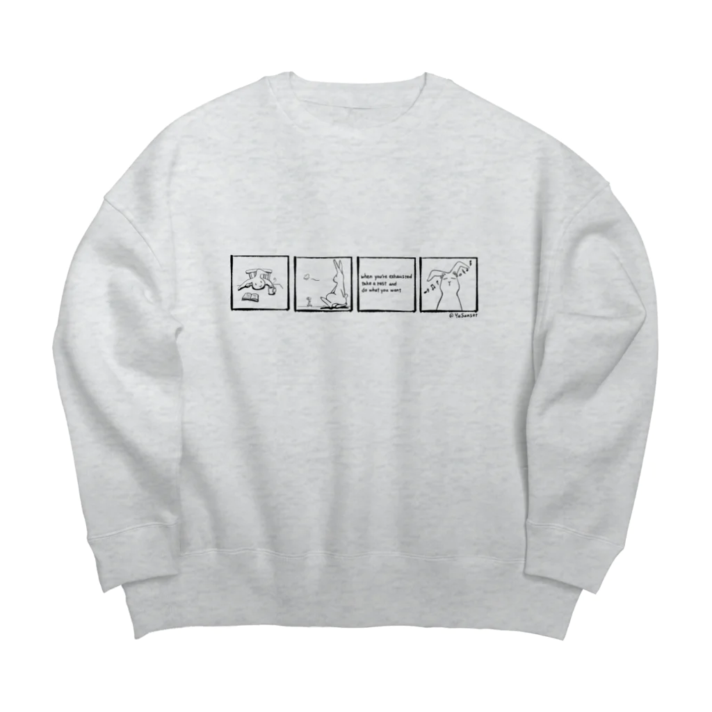 YuSunsetのりらっくすうさぎ4コマ（黒） Big Crew Neck Sweatshirt