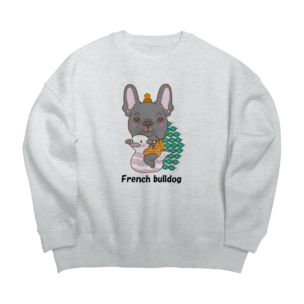 cheluseeの孔雀明王フレンチブルドッグ Big Crew Neck Sweatshirt