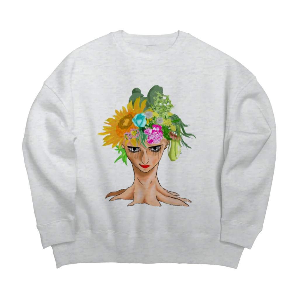 ヌメヌメのおハナばタけ Big Crew Neck Sweatshirt