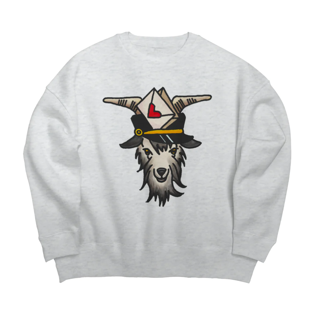 a-bow's workshop(あーぼぅズ ワークショップ)の山羊の郵便屋さん Big Crew Neck Sweatshirt