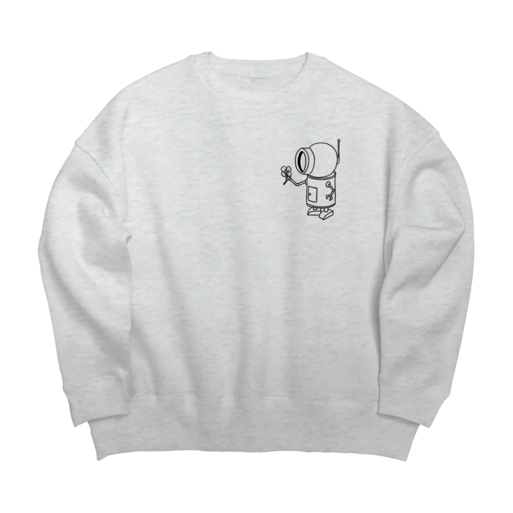 雪シカのオリキャラショップの幸せを願うロボ Big Crew Neck Sweatshirt