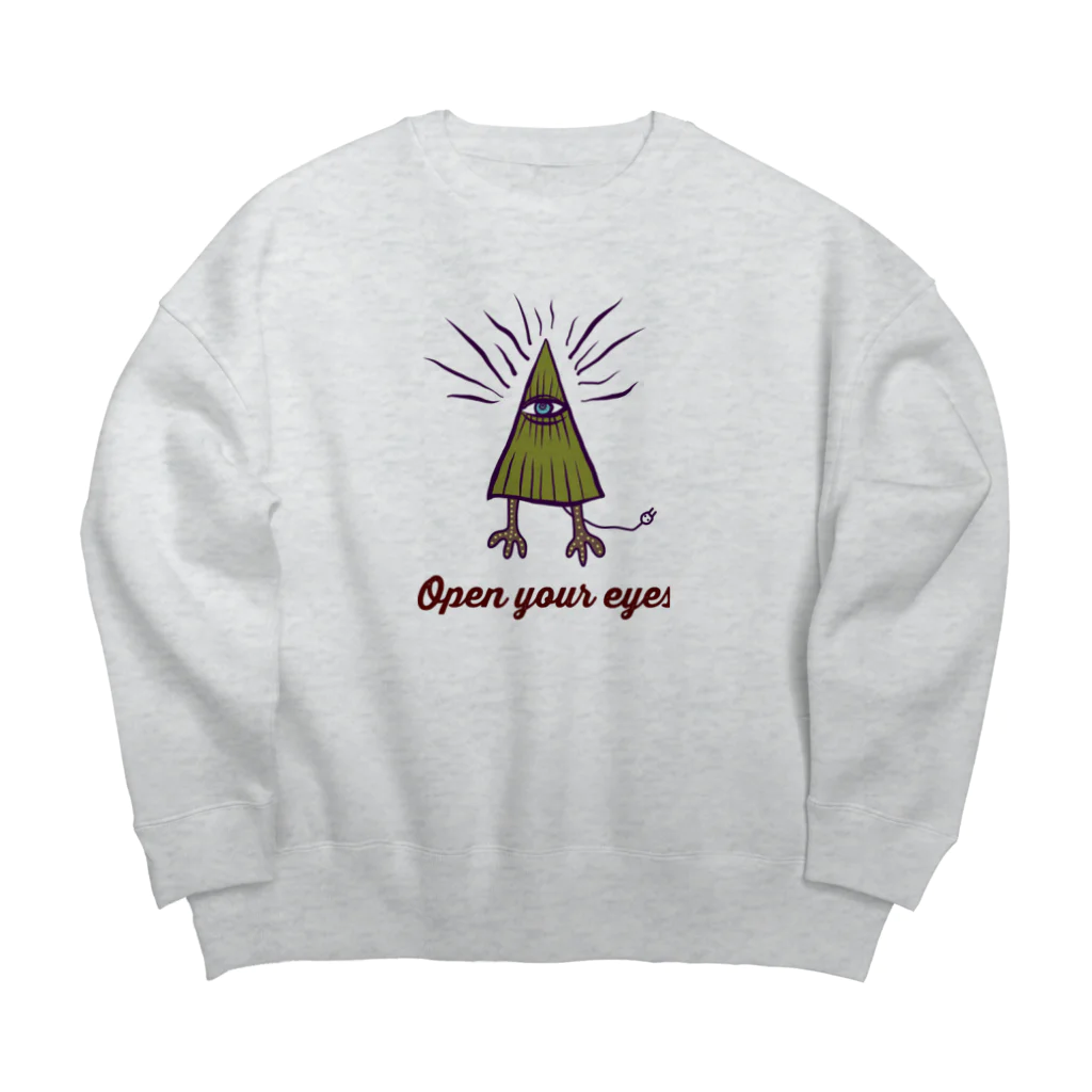 hiromashiiiのOpen your eyes  Big Crew Neck Sweatshirt