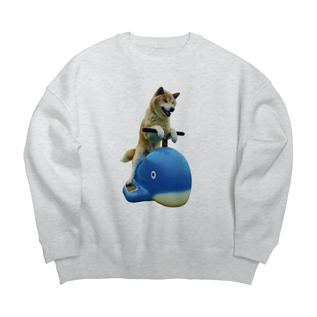 愛犬太郎のグッズのクジラに乗った太郎【柴犬】 Big Crew Neck Sweatshirt