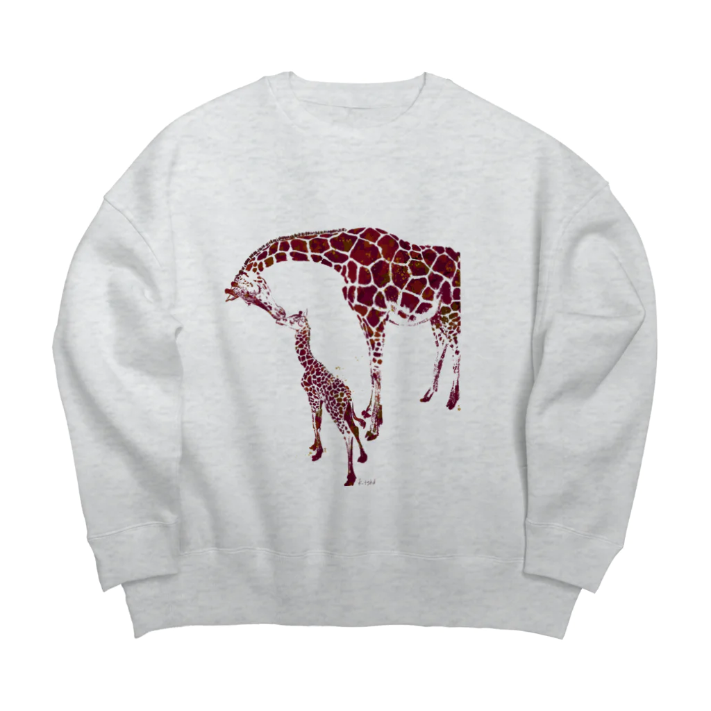 K.tskdのgiraffe  love Big Crew Neck Sweatshirt