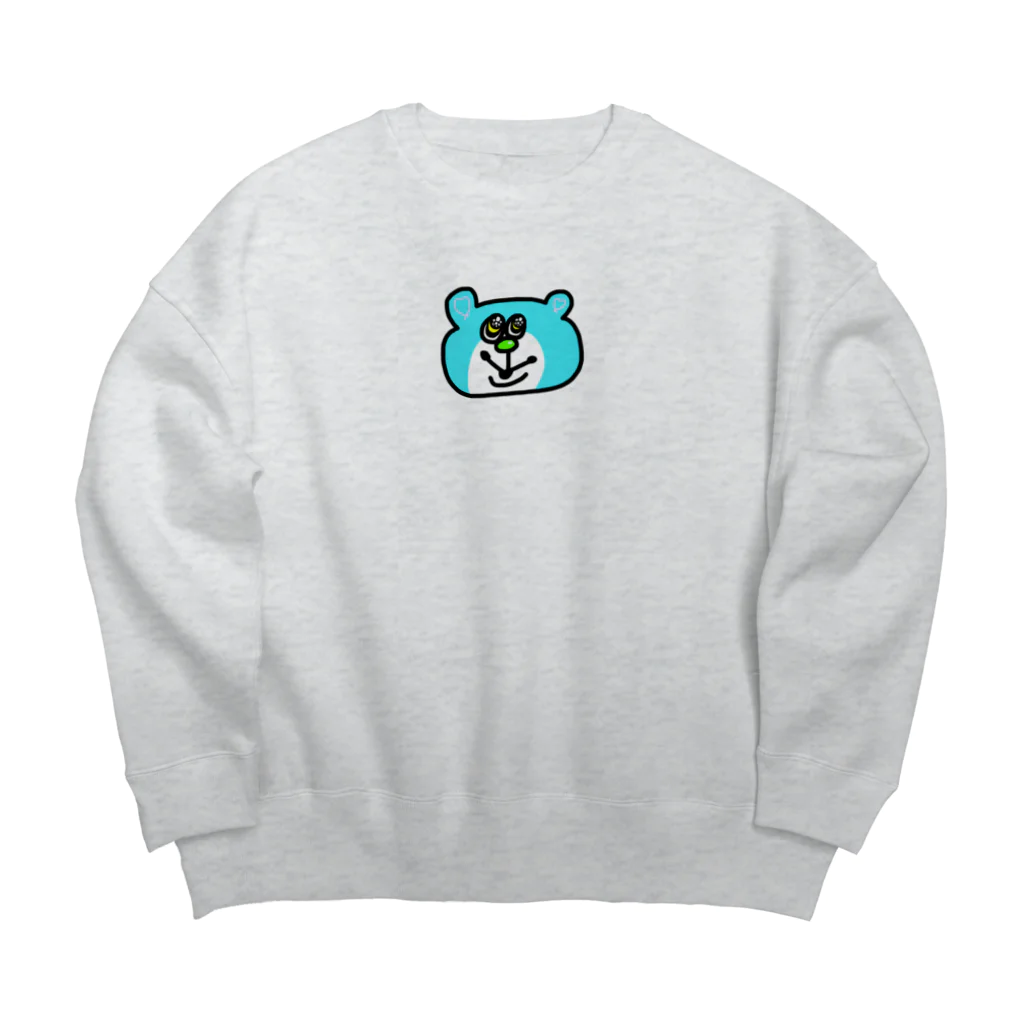 keixbotchiの青いくま。 Big Crew Neck Sweatshirt