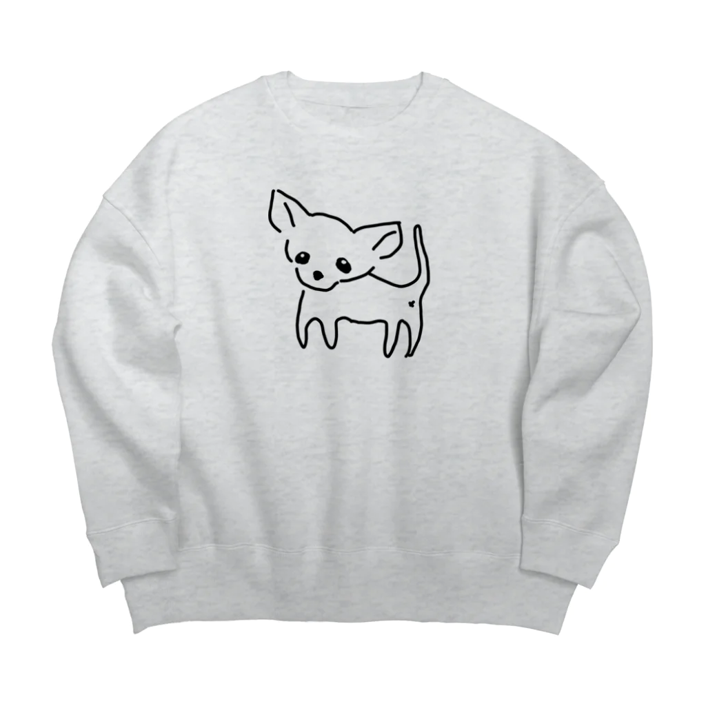 akane_art（茜音工房）のゆるチワワ（クリア） Big Crew Neck Sweatshirt