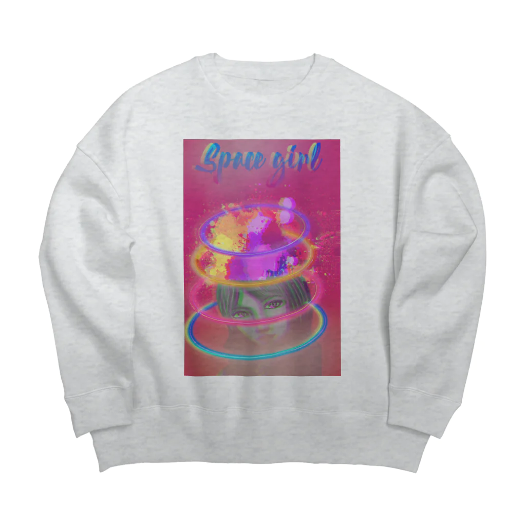 TK-47のSpace girl  Big Crew Neck Sweatshirt