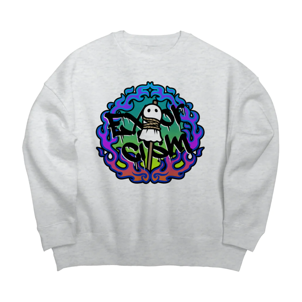 BonbonWhip SUZURI店の火あぶりおばけ(青) Big Crew Neck Sweatshirt