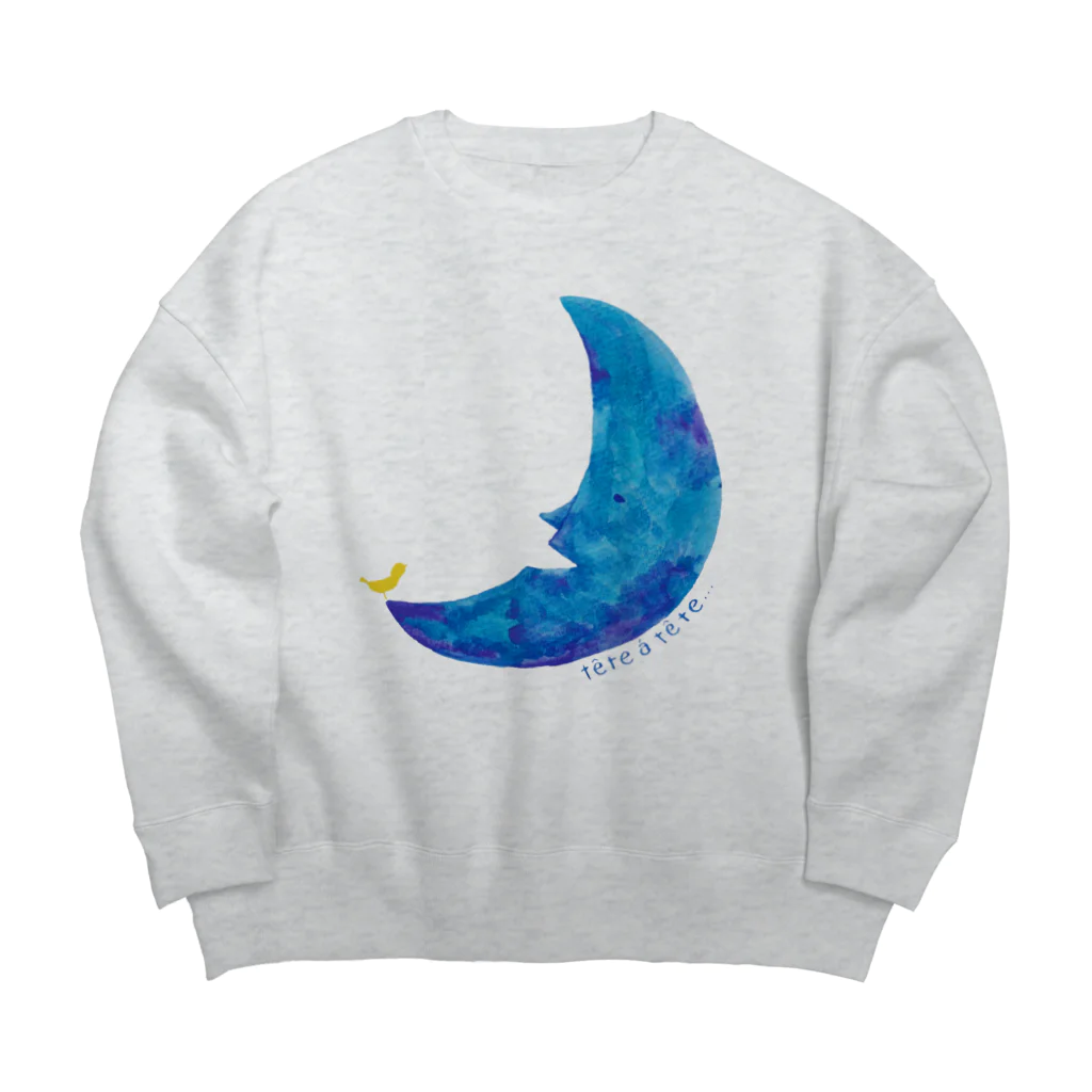 どうぶつの水彩画店の青い三日月 Big Crew Neck Sweatshirt