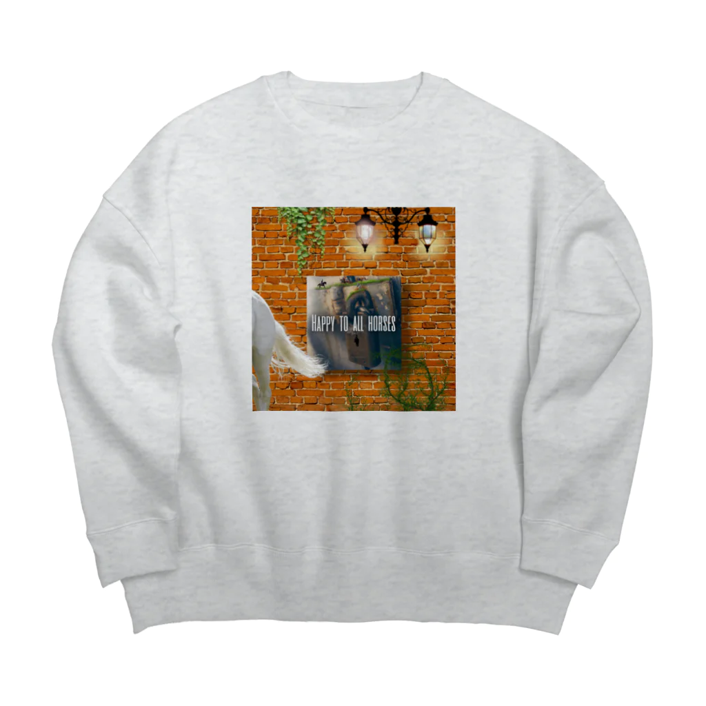 OWAYON ∞ （オワヨン　インフィニティ）の【引退馬支援企画】HAPPY TO ALL HORSES ウォールTYPE Big Crew Neck Sweatshirt