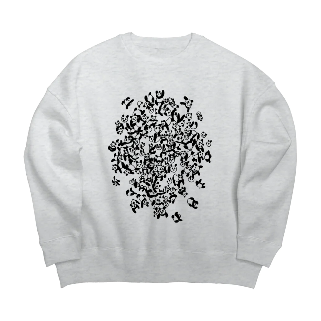 Shinya_rocketの群れパンダ/黒線ver. Big Crew Neck Sweatshirt