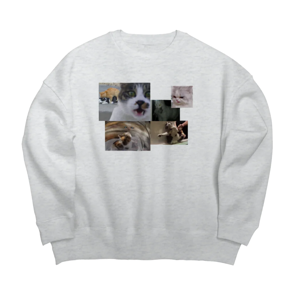 whyblueのcrazycats Big Crew Neck Sweatshirt