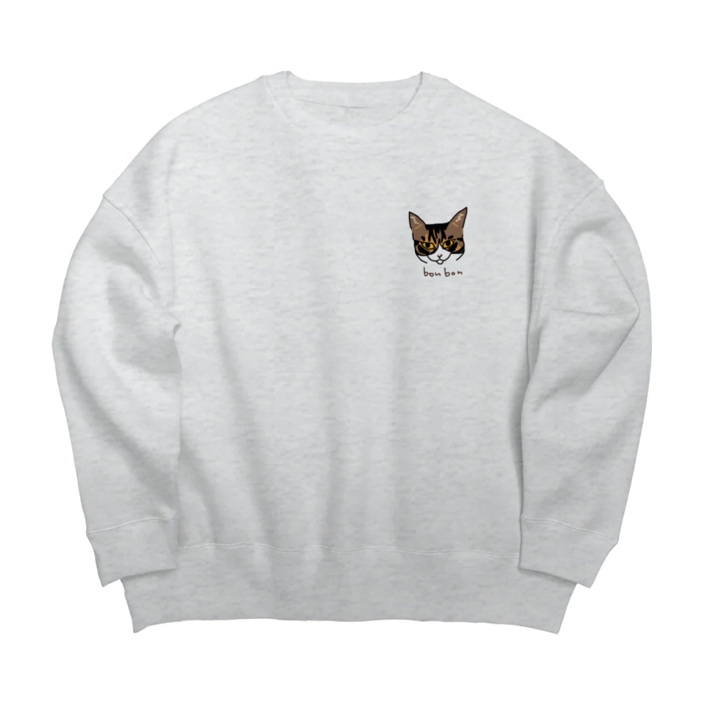 きじしろねこ、ボンボンきなおのきじしろねこのジト目 Big Crew Neck Sweatshirt