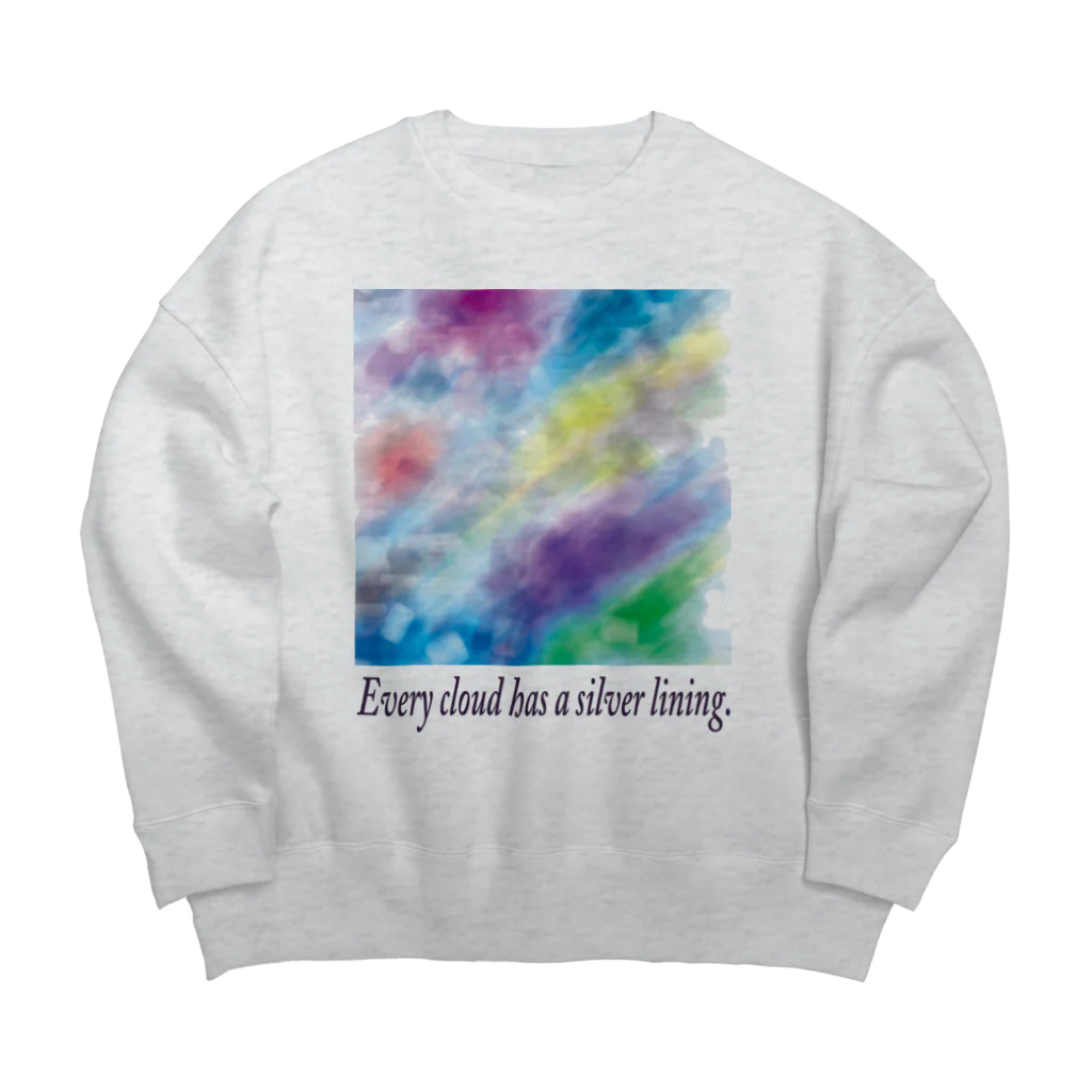 夜の闇に、色の魔法をかけながら。の雲ロング Big Crew Neck Sweatshirt