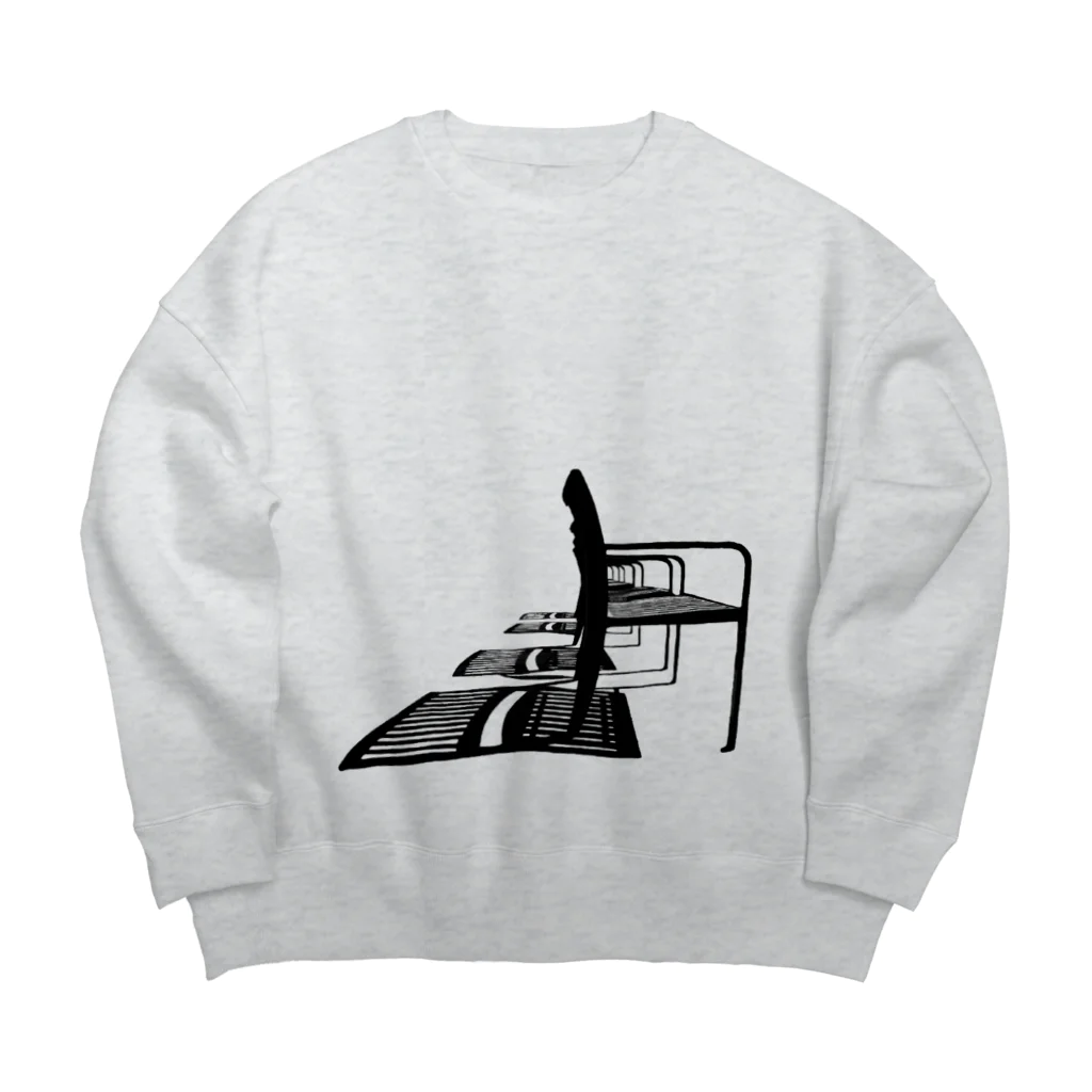 シンプルなグッズ やこ屋のシルエットな椅子と影 Big Crew Neck Sweatshirt