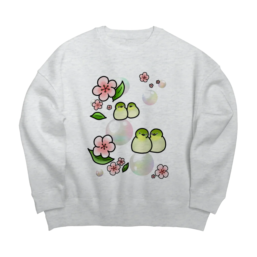 Lily bird（リリーバード）のほわほわメジロ梅 Big Crew Neck Sweatshirt