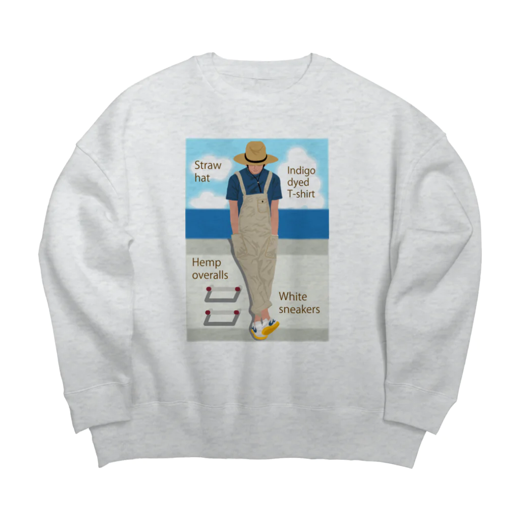 キッズモード某の海と麦わら帽の青年 Big Crew Neck Sweatshirt