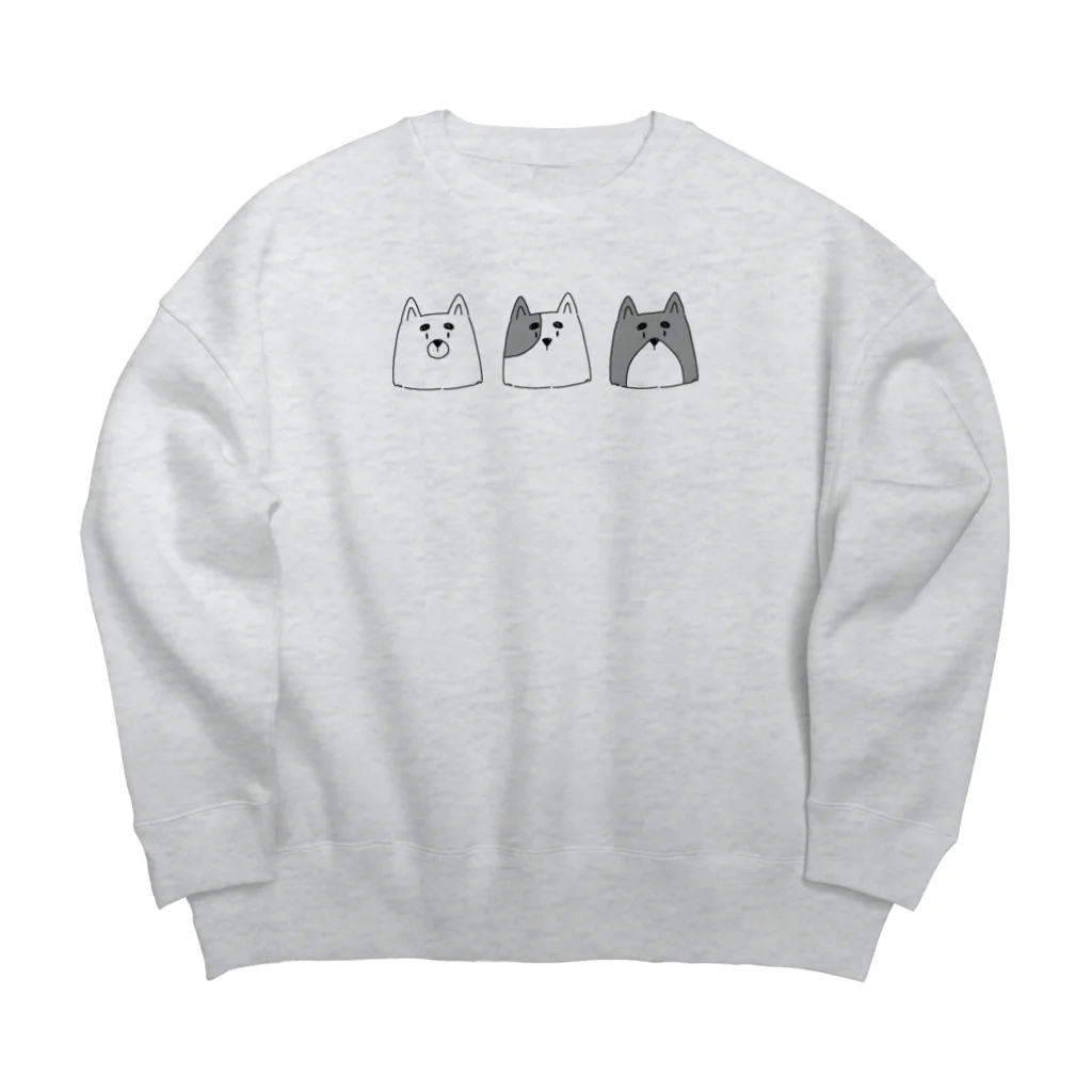 かなまる屋の太眉しば犬三兄弟 Big Crew Neck Sweatshirt