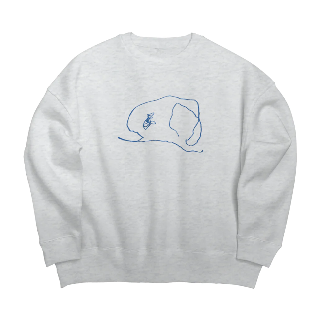 51のぞうさん(あお) Big Crew Neck Sweatshirt