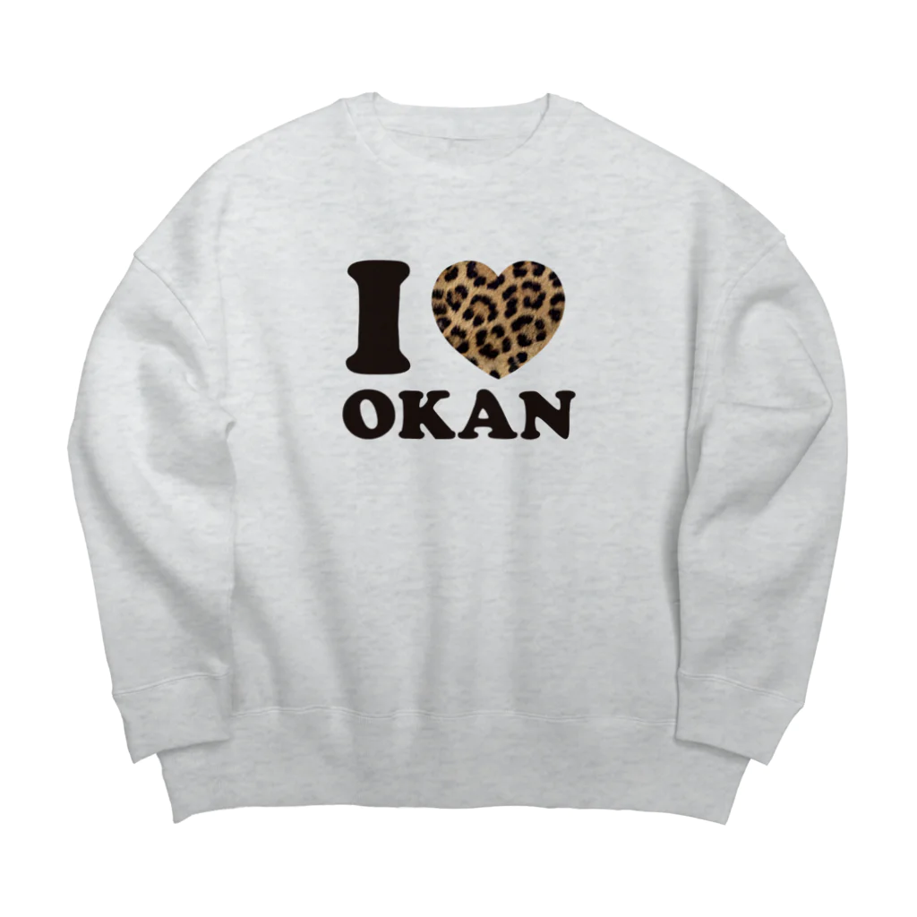 キッズモード某のI love okanヒョウ柄 Big Crew Neck Sweatshirt