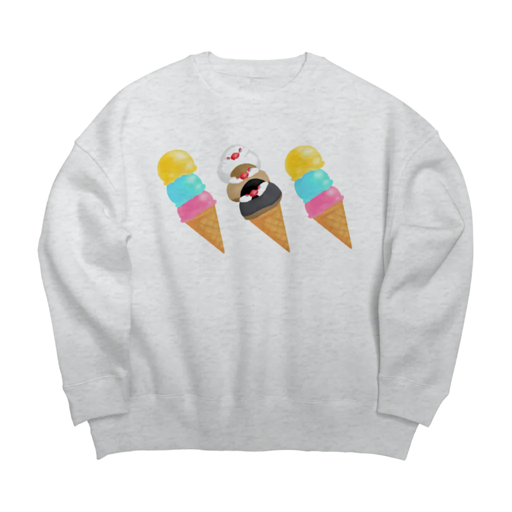 Lily bird（リリーバード）のアイスと文鳥ず① Big Crew Neck Sweatshirt