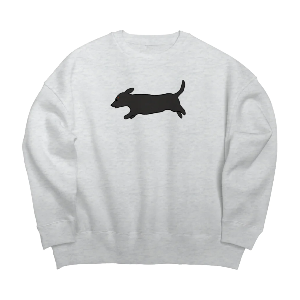 CHOSANAの走る犬 ダックス ブラック Big Crew Neck Sweatshirt