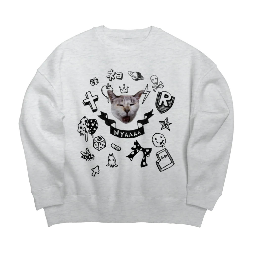 なお★のだれかんちのねこちゃん Big Crew Neck Sweatshirt